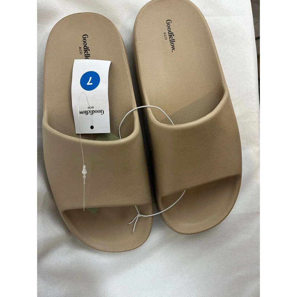 Goodfellow & Co Men Tan Slide Sandals Contoured Footbed Size 7 NEW‎